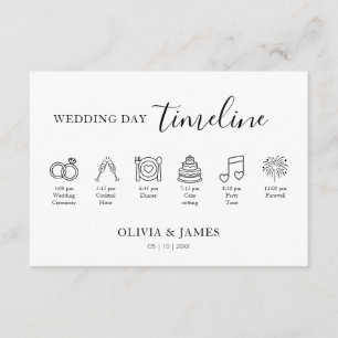 Tarjeta De Recepción Cronología de Boda Minimalista Simple