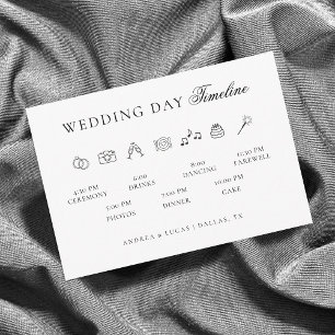 Tarjeta De Recepción Cronología de eventos del día de la boda elegante 