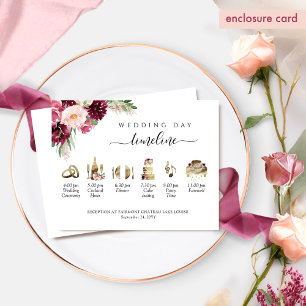 Tarjeta De Recepción Cronología elegante de bodas, rosa Rubor de Borgoñ