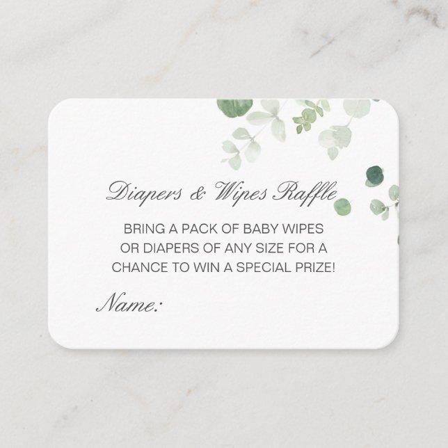 Tarjeta De Recepción Cuadros editables Wipes Raffle Baby Shower Inserto (Anverso)