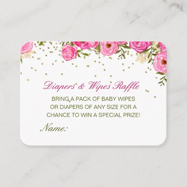 Tarjeta De Recepción Cuadros editables Wipes Raffle Baby Shower Inserto (Anverso)