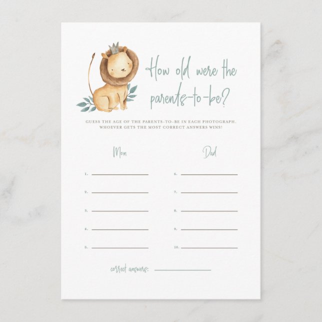 Tarjeta De Recepción Cuán viejos eran los padres (Anverso)