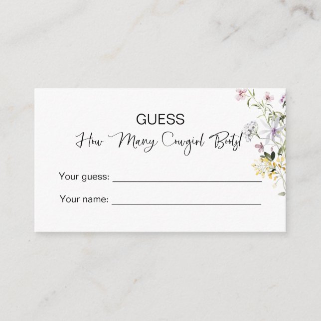 Tarjeta De Recepción ¡Cuántas Vaqueras Boots! Flor silvestre ducha de n (Anverso)