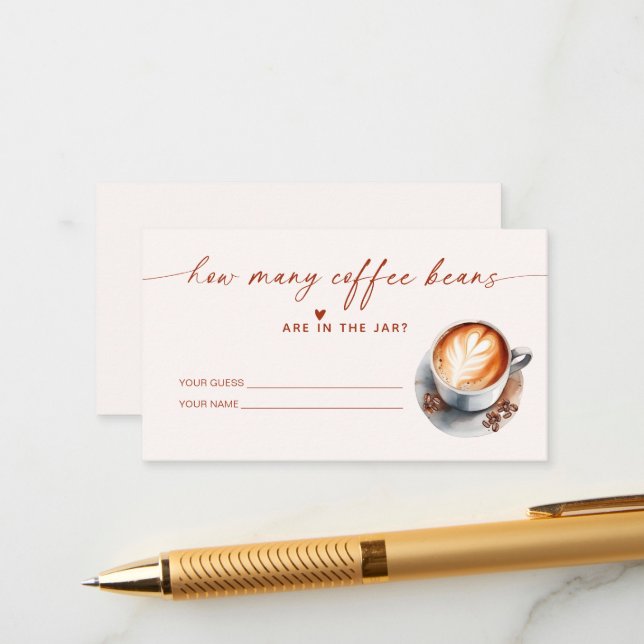 Tarjeta De Recepción ¿Cuántos Beans de Café Juegan Ducha Bridal? (Anverso/Reverso In Situ)