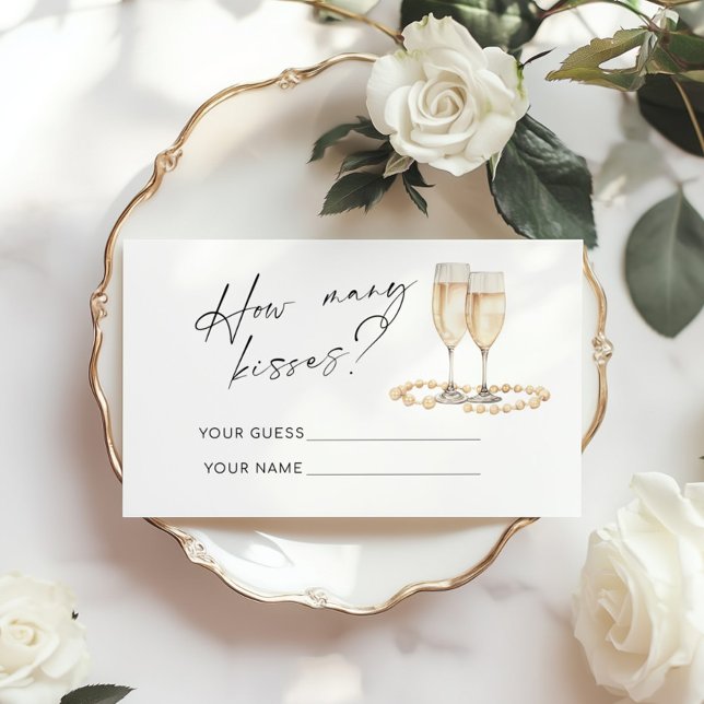 Tarjeta De Recepción Cuántos besos Pearls y el juego de novias Prosecco (Subido por el creador)