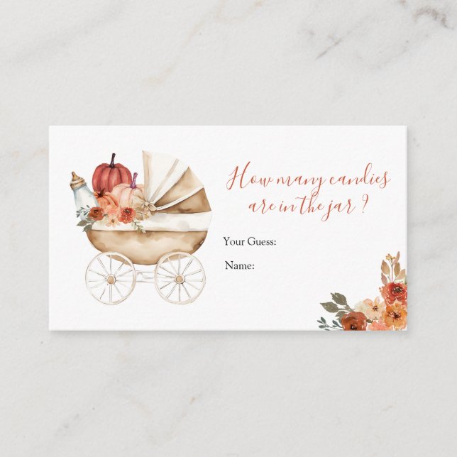 Tarjeta De Recepción Cuántos Dulces en el Carrito de Calabaza de Otoño  (Anverso)