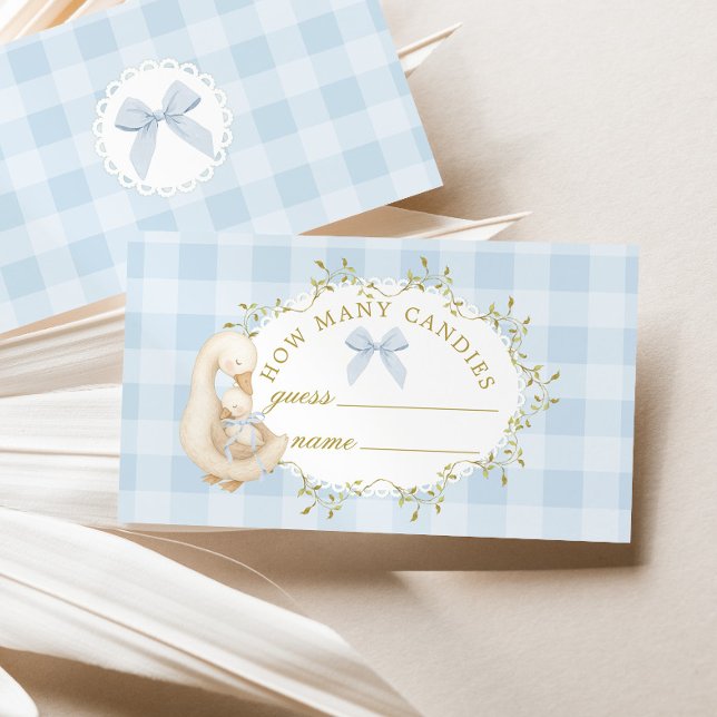 Tarjeta De Recepción Cuántos dulces Ganso tonto lazo de gingham azul (Subido por el creador)