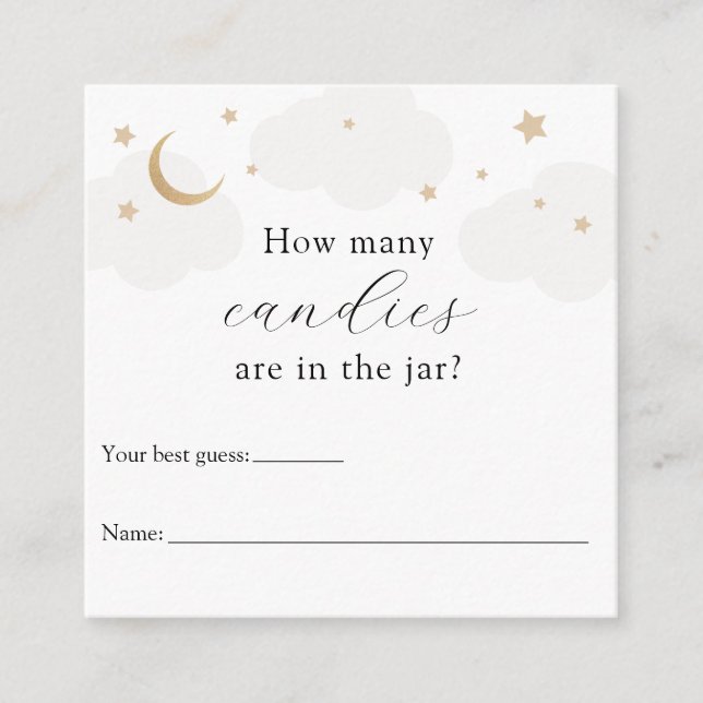 Tarjeta De Recepción Cuántos en el juego de Baby Shower Jar Gray Moon (Anverso)