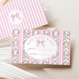 Tarjeta De Recepción Cuántos lazos Coquette Lazo Rosa Baby Shower