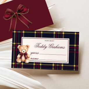 Tarjeta De Recepción Cuántos teddy grahams Teddy Bear Cuadro Rojo