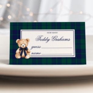 Tarjeta De Recepción Cuántos teddy grahams Teddy Bear Cuadros Rojos