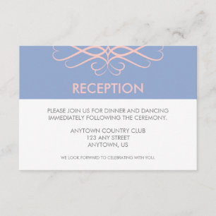 Tarjeta De Recepción Cuarzo Rosa y Azul, Elegantes Flores de Boda