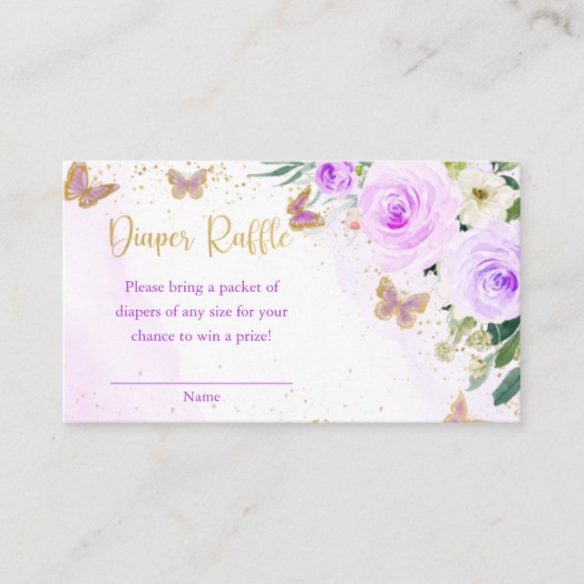 Tarjeta De Recepción Cubierta Baby Shower de mariposa floral Lavender C (Anverso)