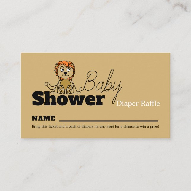 Tarjeta De Recepción Cubo de león lindo, Baby Shower Diaper Raffle (Anverso)