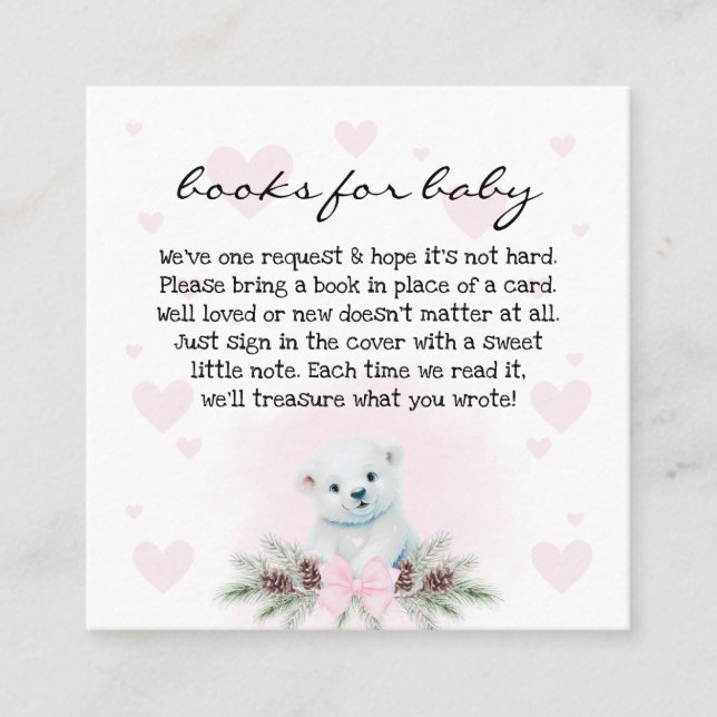 Tarjeta De Recepción Cubo de oso polar Baby Shower Books para petición  (Anverso)
