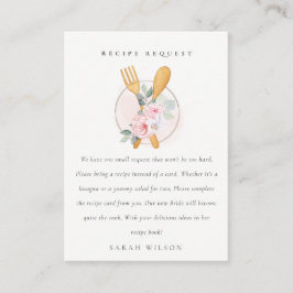 Tarjeta De Recepción Cuchara Receta Floral de horquilla solicitud Ducha