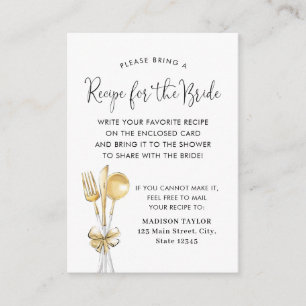 Tarjeta De Recepción Cuchara Tenedor Regalo de Boda Petición de Receta 