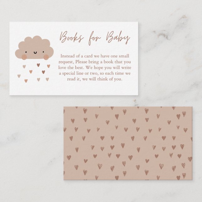 Tarjeta De Recepción Cuho Boho Rain Cloud Books Para El Bebé (Anverso / Reverso)