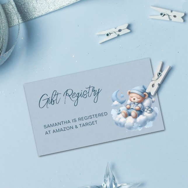 Tarjeta De Recepción Cuidada acuarela dormido oso bebé registro de duch (Subido por el creador)