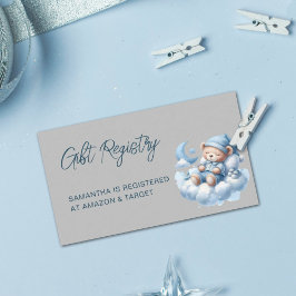 Tarjeta De Recepción Cuidada acuarela dormido oso bebé registro de duch