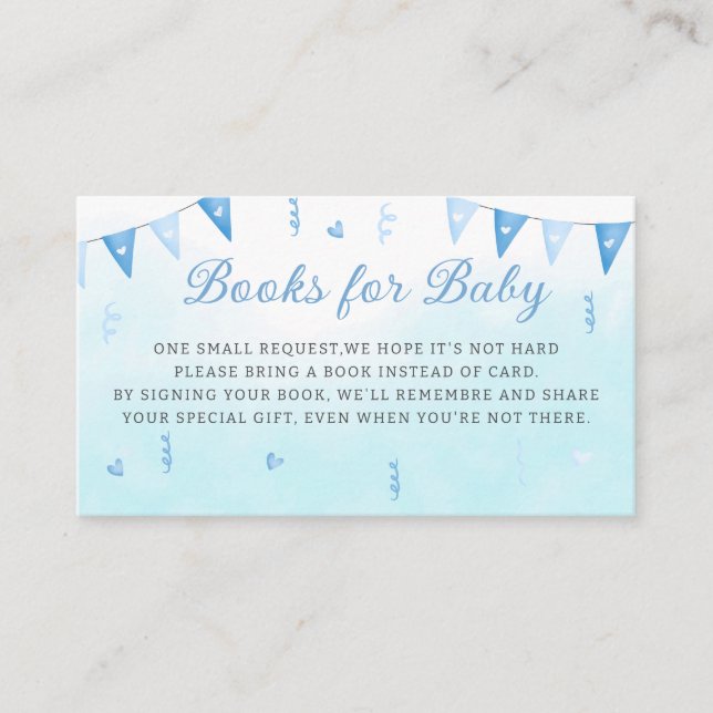 Tarjeta De Recepción Cuidada acuarela Oso azul para bebé (Anverso)