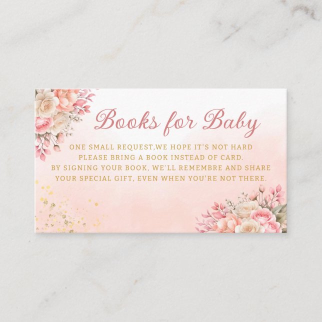 Tarjeta De Recepción Cuidada acuarela Teddy Bear Chicas libros para beb (Anverso)