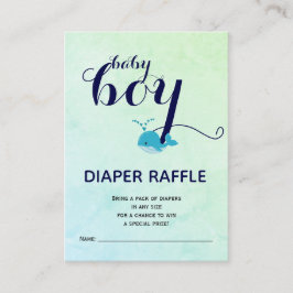 Tarjeta De Recepción Cuidada ballena azul océano Diaper Raffle Baby Sho