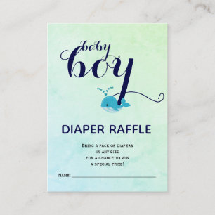 Tarjeta De Recepción Cuidada ballena azul océano Diaper Raffle Baby Sho