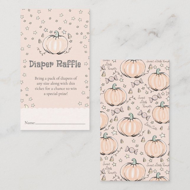 Tarjeta De Recepción Cuidada calabaza Diaper Raffle Cae Baby Shower (Anverso / Reverso)