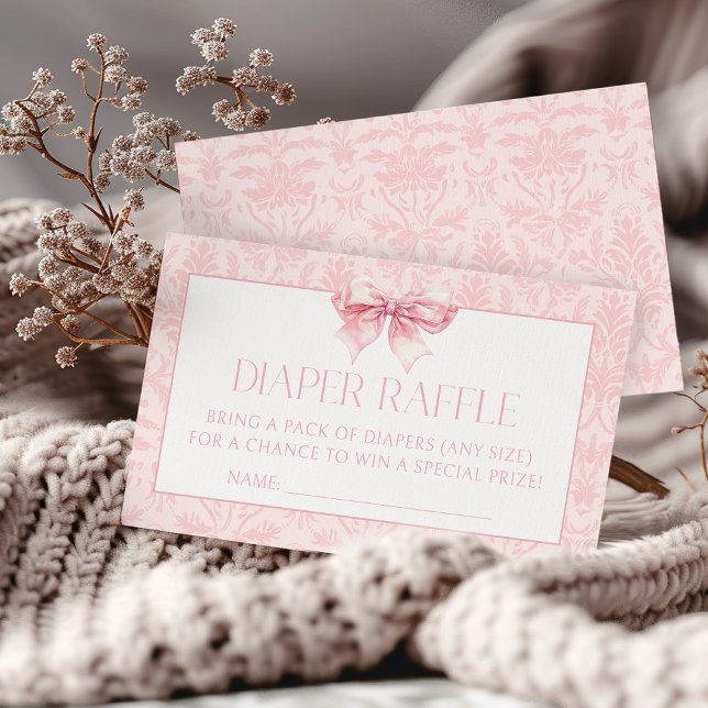 Tarjeta De Recepción Cuidada Rubor Rosa Bow Niña Ducha Diaper Raffle (Subido por el creador)