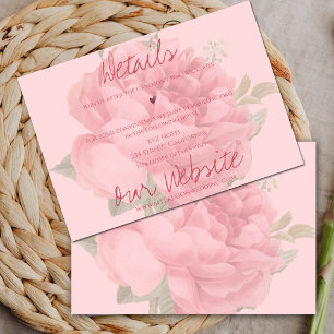 Tarjeta De Recepción Cuidada Rubor Rosa Floral rosa Nuestros detalles B