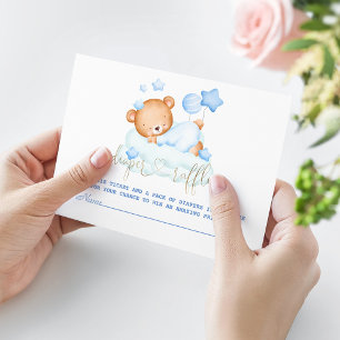 Tarjeta De Recepción Cuidada Sleepy Teddy Oso Sobre Las Nubes Chico Dia