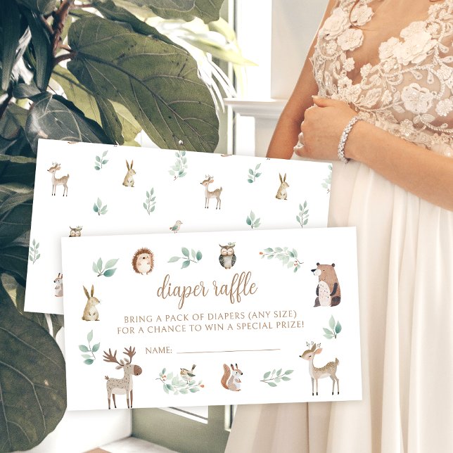 Tarjeta De Recepción Cuidada temática de bosque niño ducha rifa de paña (Subido por el creador)