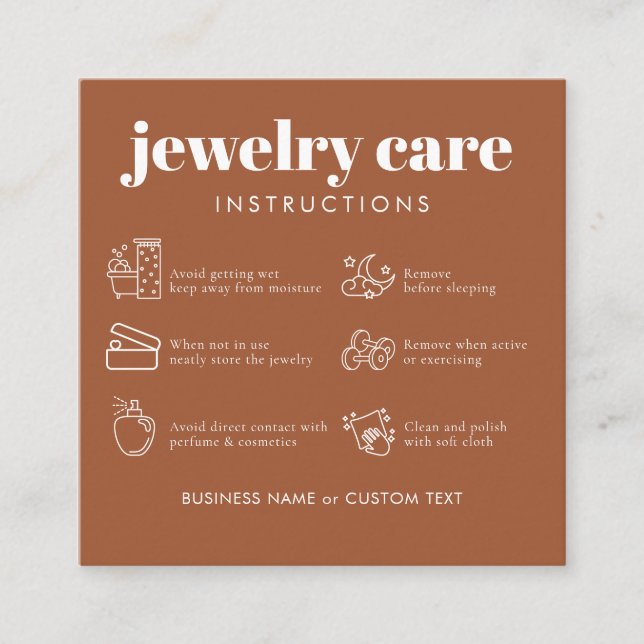 Tarjeta De Recepción Cuidado de joyas mínimo Gracias Terracota de negoc (Anverso)