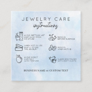 Tarjeta De Recepción Cuidado de las joyas Gracias Negocio de color azul