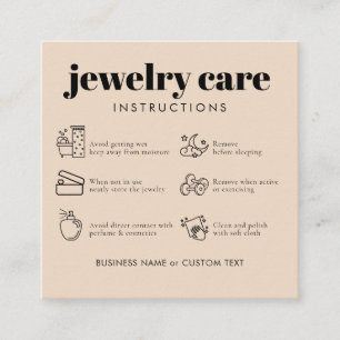 Tarjeta De Recepción Cuidado de las joyas minimalistas Gracias Beige de