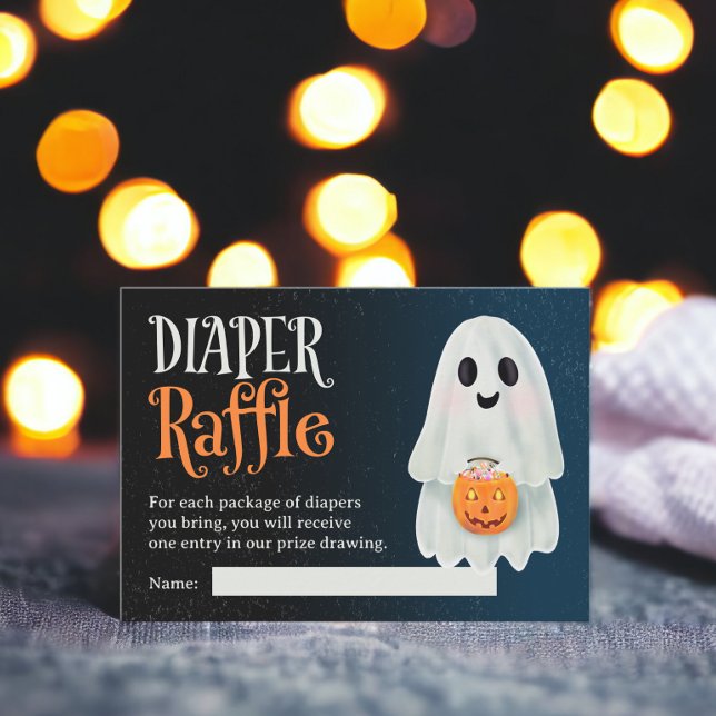 Tarjeta De Recepción Cuidado fantasma Halloween rifa de pañales de bebé (Cute ghost Halloween diaper raffle baby shower Enclosure Card)