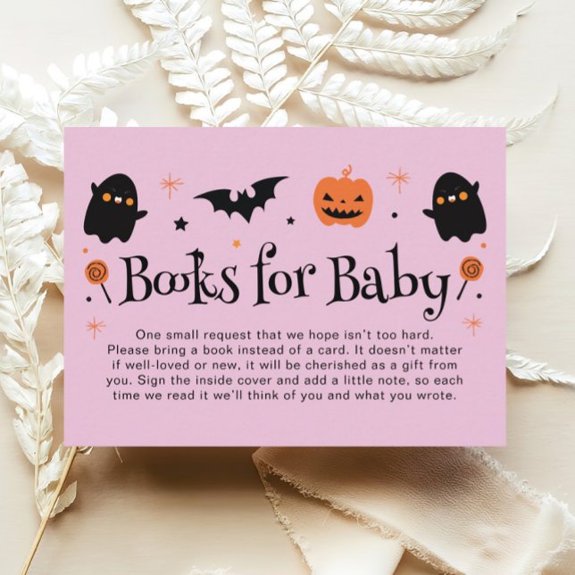 Tarjeta De Recepción Cuidados libros de Baby Shower de Halloween para b (Subido por el creador)