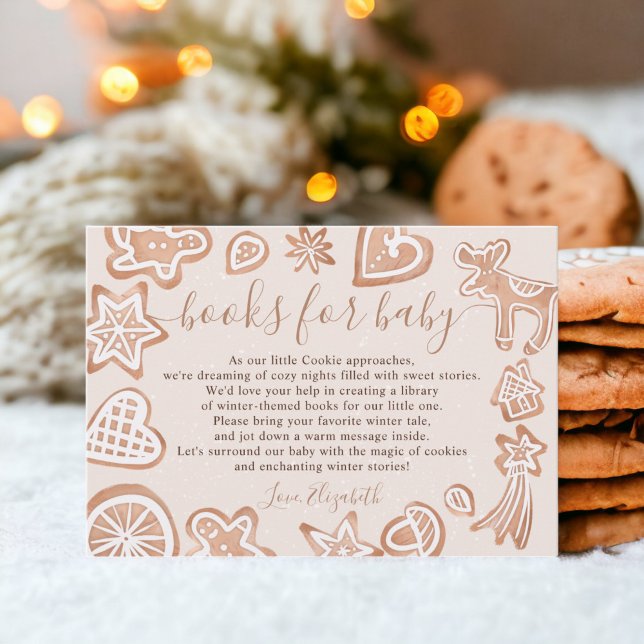Tarjeta De Recepción Cuidados libros de galletas de Navidades de invier (Cute winter Christmas cookie books for baby shower Enclosure Card)