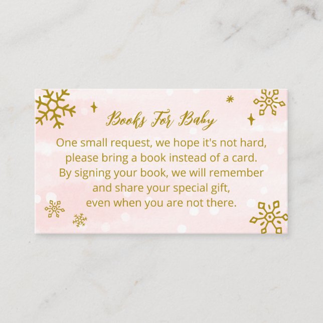 Tarjeta De Recepción Cuidados Snowflakes Libros De Baby Shower Para Beb (Anverso)