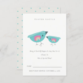 Tarjeta De Recepción Cuidadoso Rainbow Blue Birdy Diaper Raffle Baby Sh