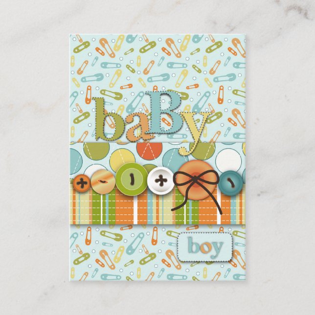Tarjeta De Recepción Cuidar como un botón Baby Boy Baby Shower (Anverso)