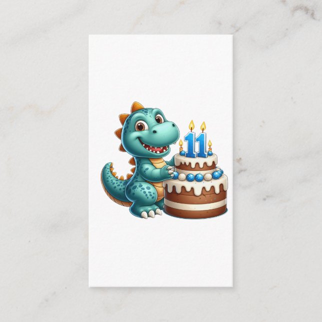 Tarjeta De Recepción Cumpleaños 11 de Dino (Anverso)