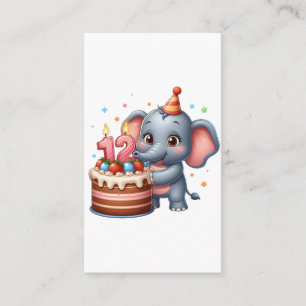 Tarjeta De Recepción Cumpleaños 12 de elefante lindo