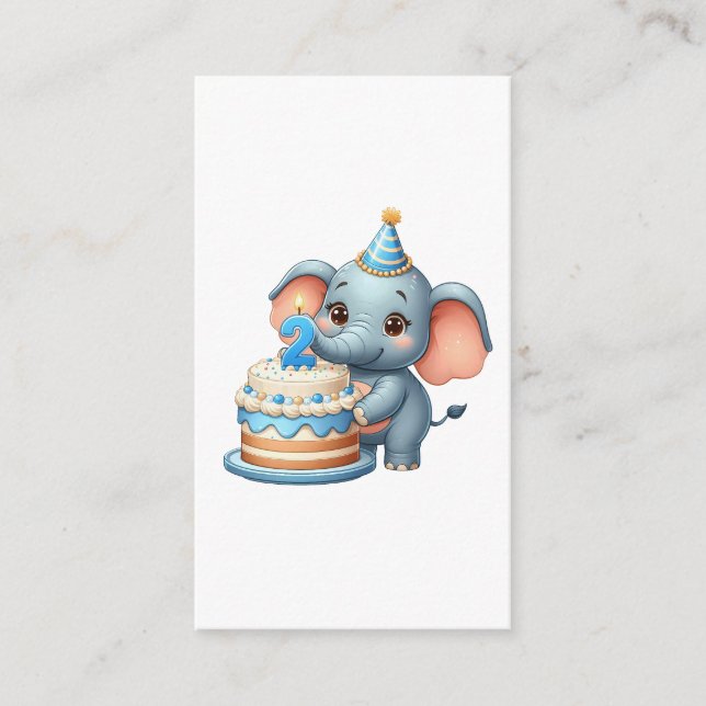Tarjeta De Recepción Cumpleaños 2 de elefante lindo (Anverso)