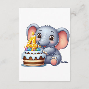 Tarjeta De Recepción Cumpleaños 4 de elefante lindo