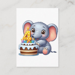 Tarjeta De Recepción Cumpleaños 4 de elefante lindo