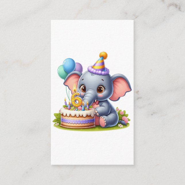 Tarjeta De Recepción Cumpleaños 6 de elefante lindo (Anverso)