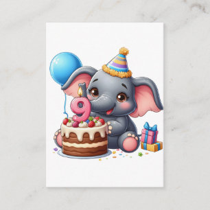 Tarjeta De Recepción Cumpleaños 9 de elefante lindo