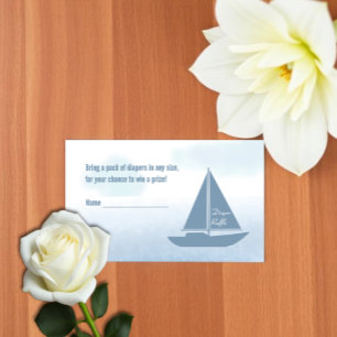 Tarjeta De Recepción Cumpleaños de bebé niño azul Barquito de vela Rifa
